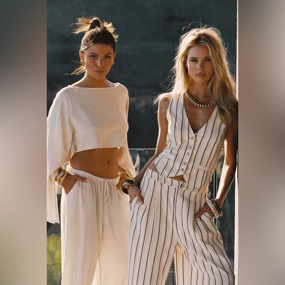 12th Tribe Diane White Striped
Trousers